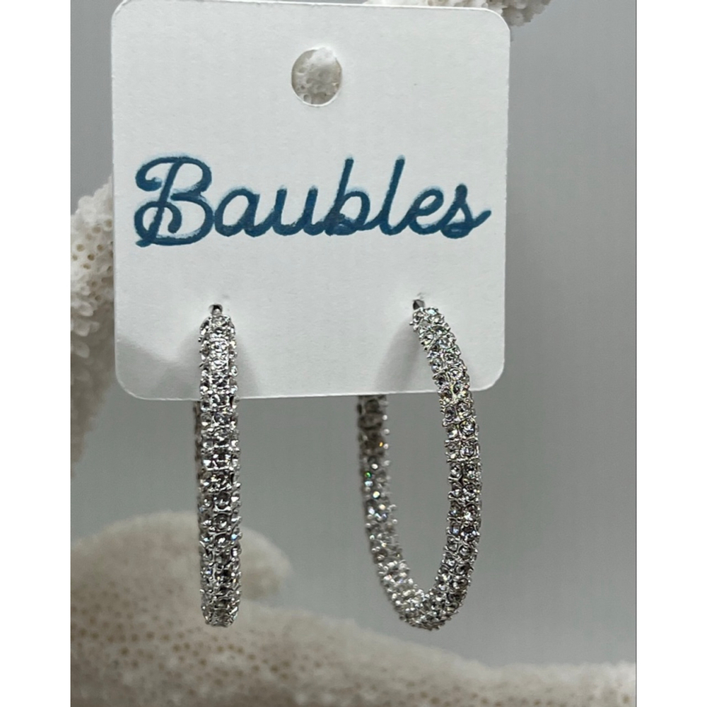 Baubles Silver Encrusted Austrian Crystal Earrings